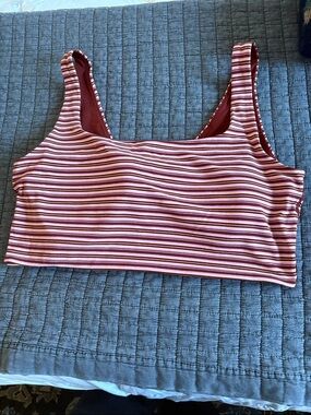 lululemon athletica Pink and Burgundy Striped Scoop Tank